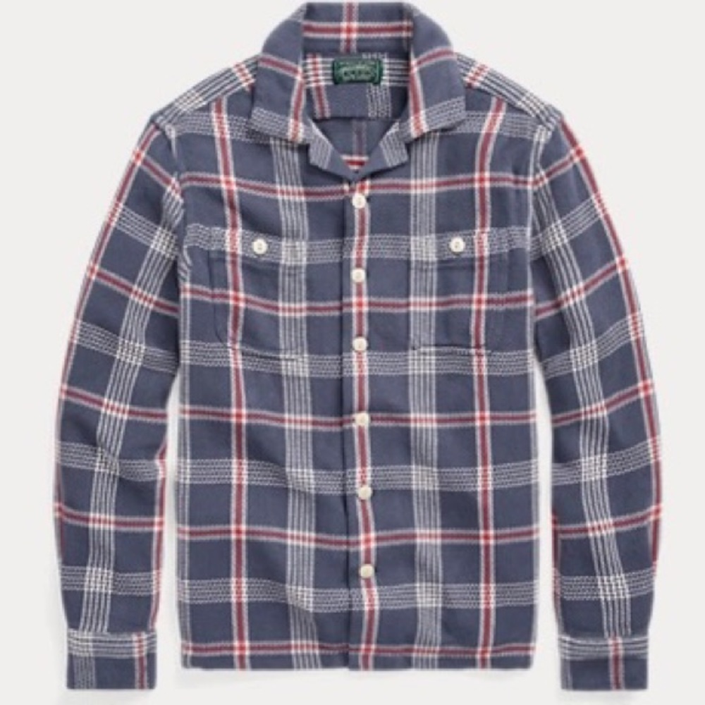 Polo country‎ long sleeve plaid button front shirt pockets front